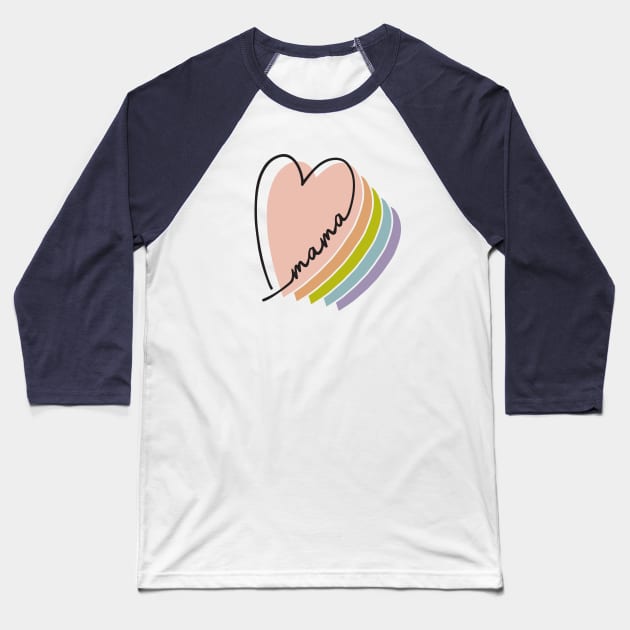 boho rainbow heart mama design line art rainbow heart letters mothers day gift for moms Baseball T-Shirt by B*Shoppe